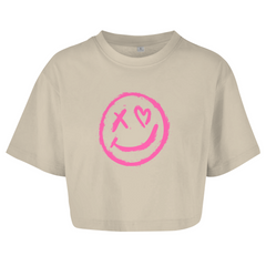 Damen Oversize Crop Top  "smiley"