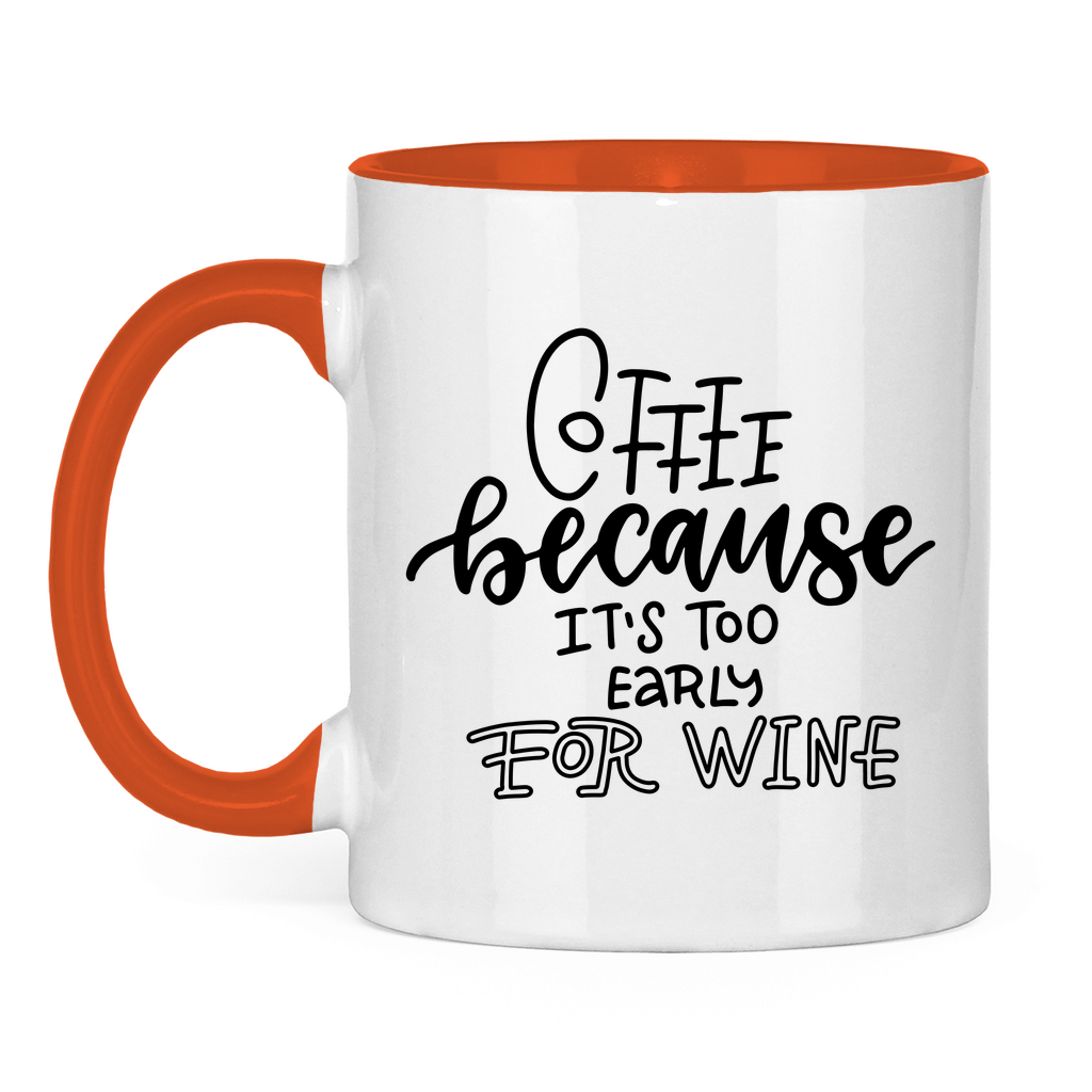 Tasse zweifarbig "Coffee because" - Grafikmagie