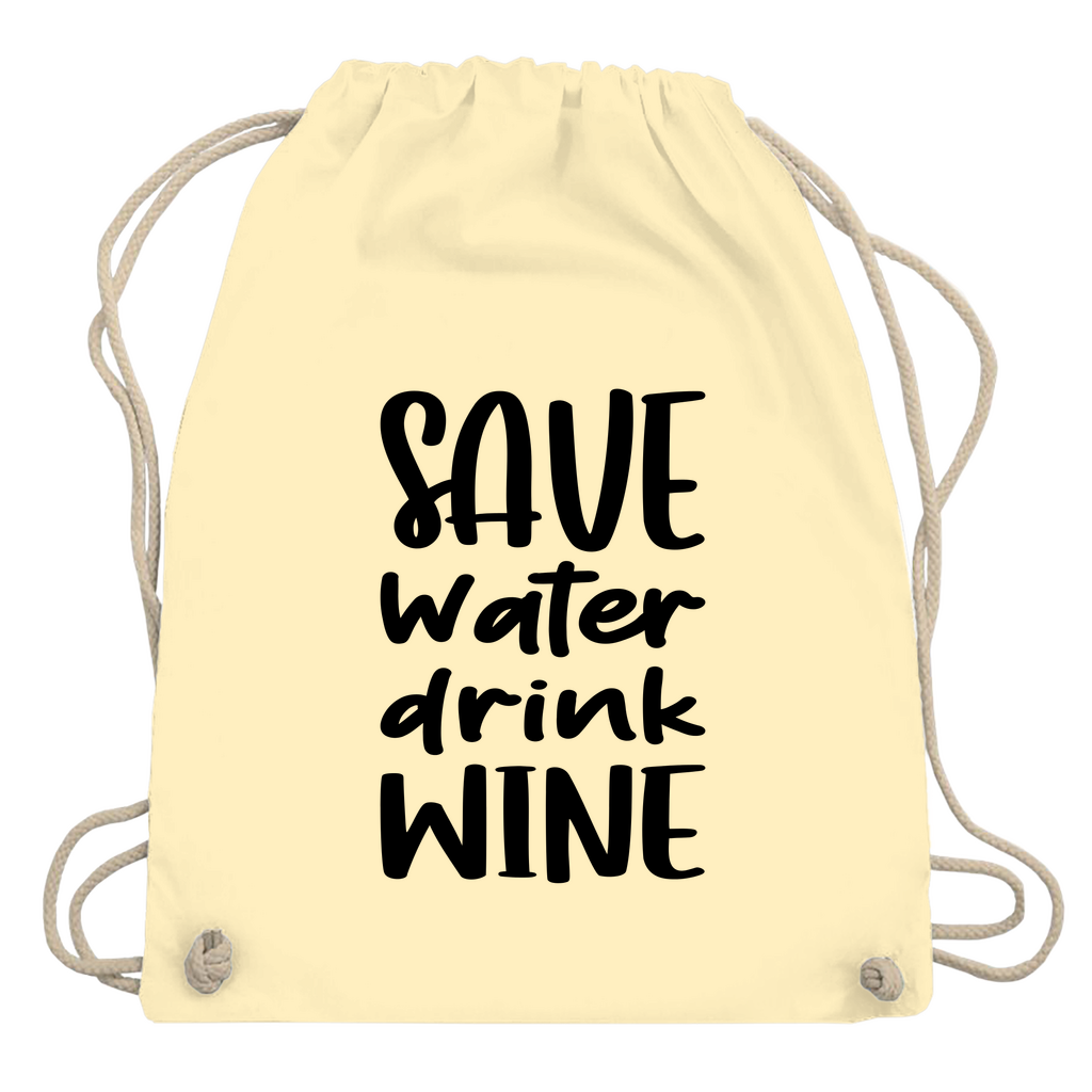 Turnbeutel "Save water drink wine"