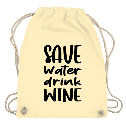 Turnbeutel "Save water drink wine"