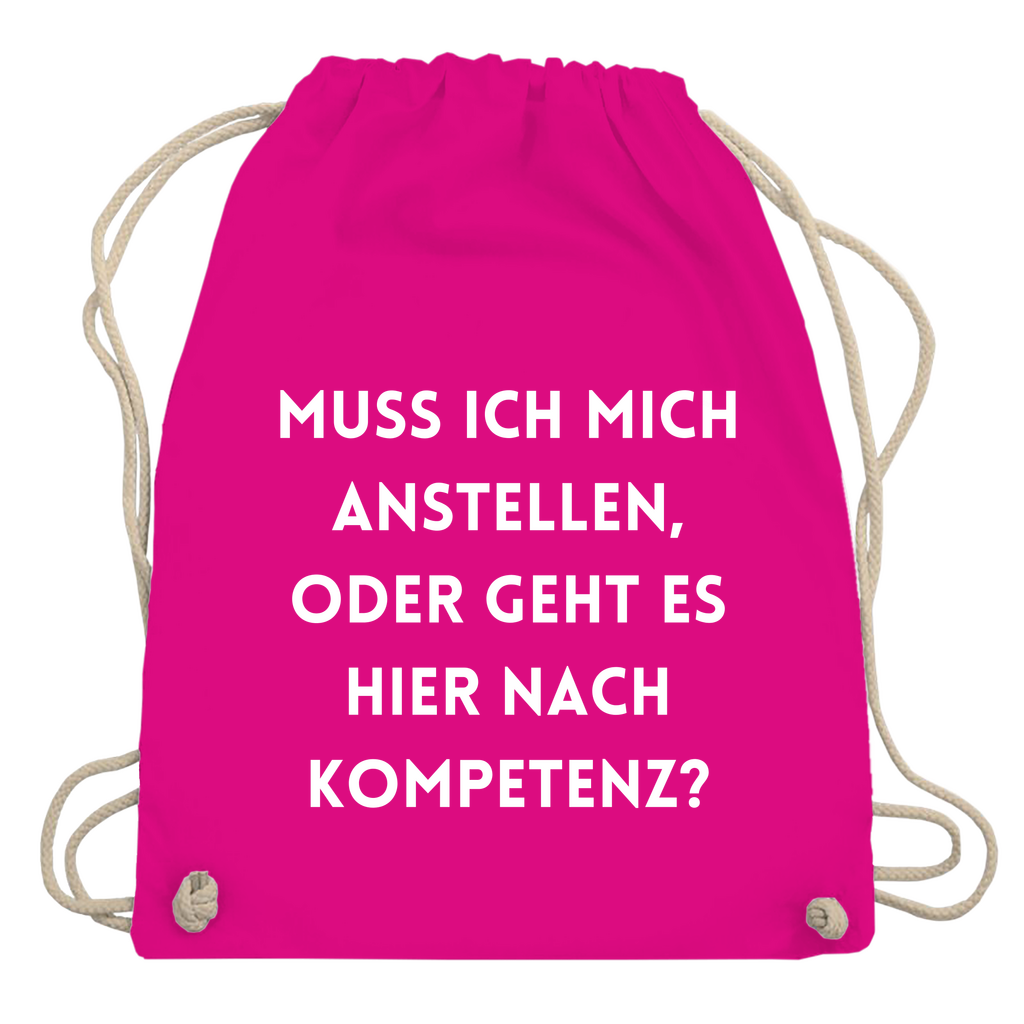 Turnbeutel "Muss ich mich anstellen"