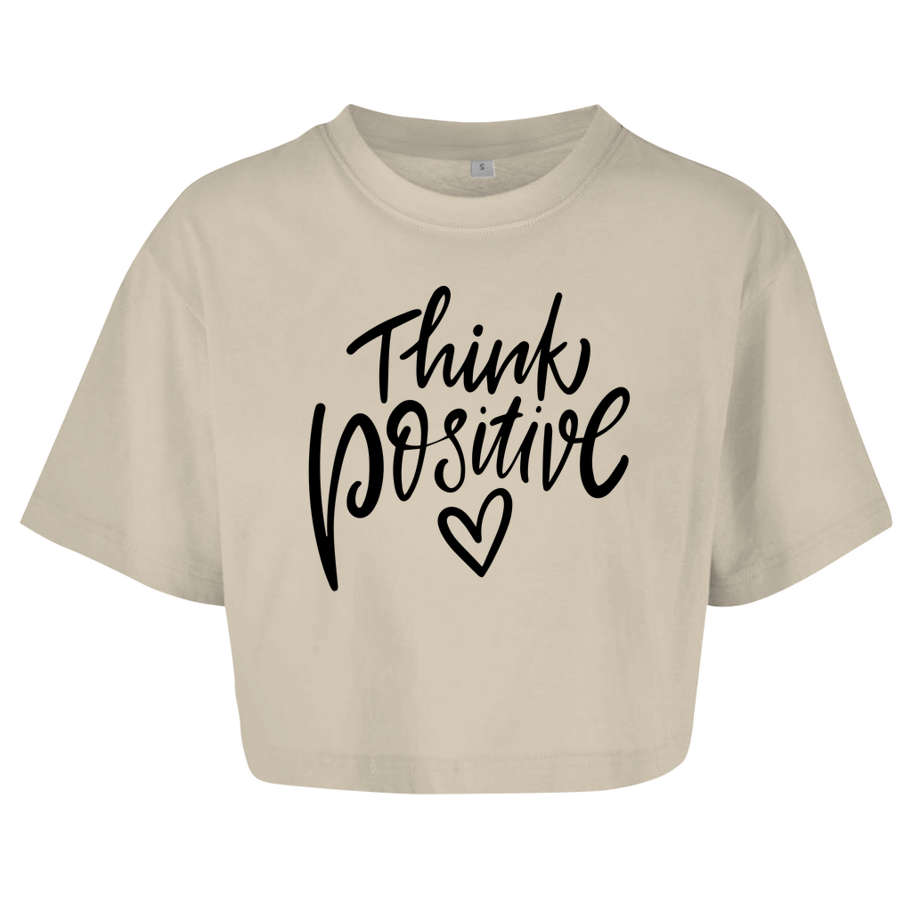 Damen Oversize Crop Top  "Think Positive"