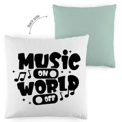 Kopfkissen zweifarbig "Music on World Off" - Grafikmagie