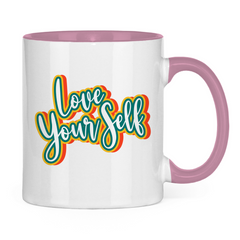 Tasse zweifarbig "Love yourself" - Grafikmagie