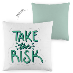Kopfkissen zweifarbig "Take the risk" - Grafikmagie