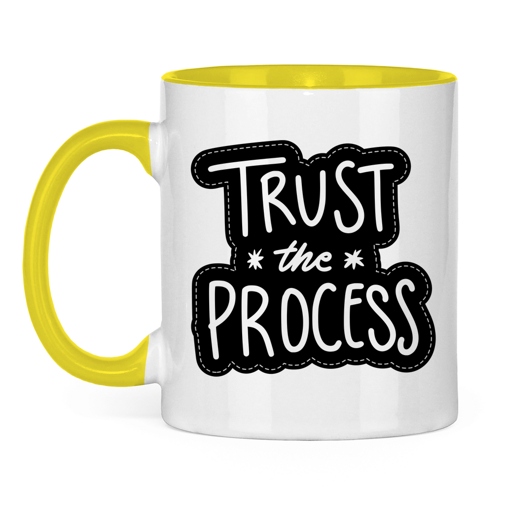 Tasse zweifarbig "Trust the precess" - Grafikmagie