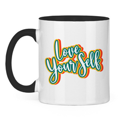 Tasse zweifarbig "Love yourself" - Grafikmagie