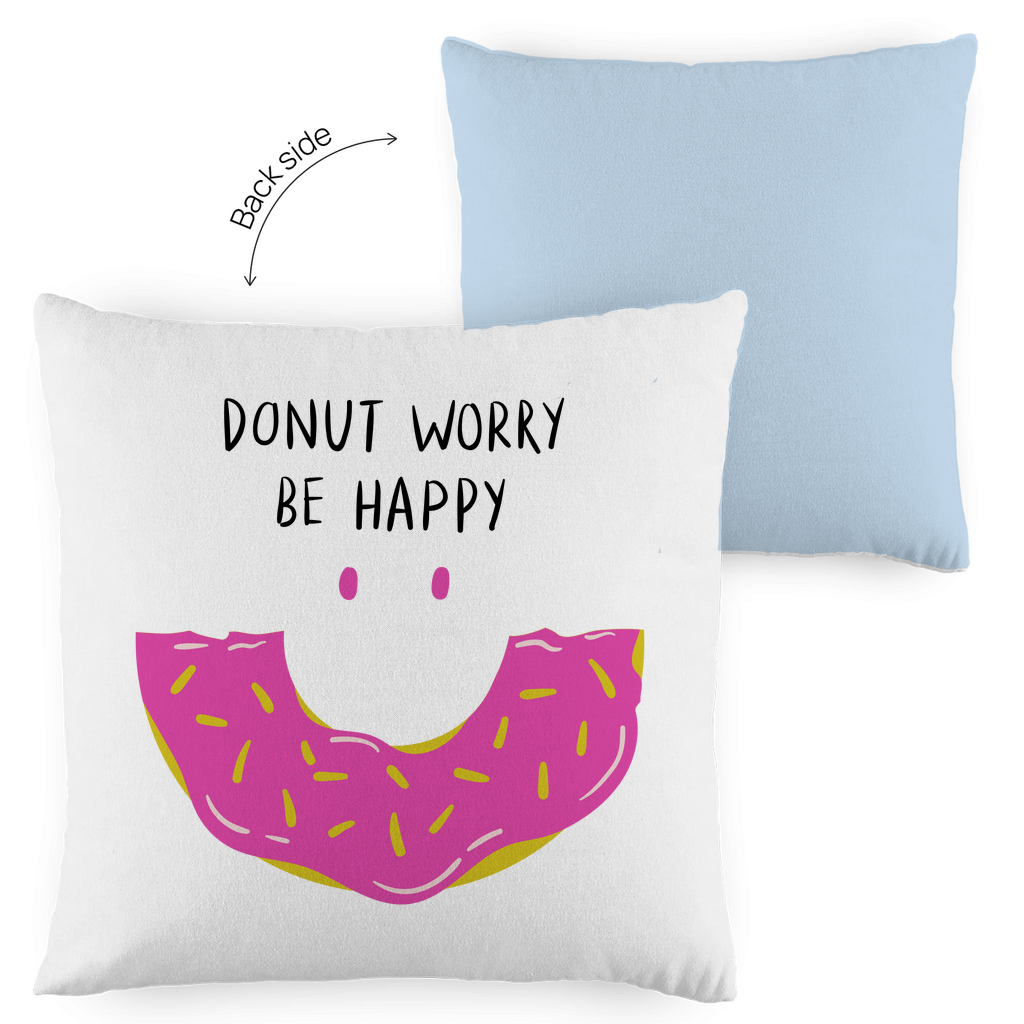 Kopfkissen zweifarbig "Donut worry be happy" - Grafikmagie