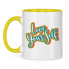 Tasse zweifarbig "Love yourself" - Grafikmagie