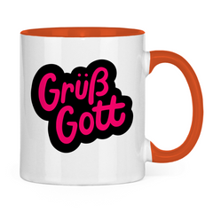 Tasse zweifarbig "Grüß Gott" - Grafikmagie