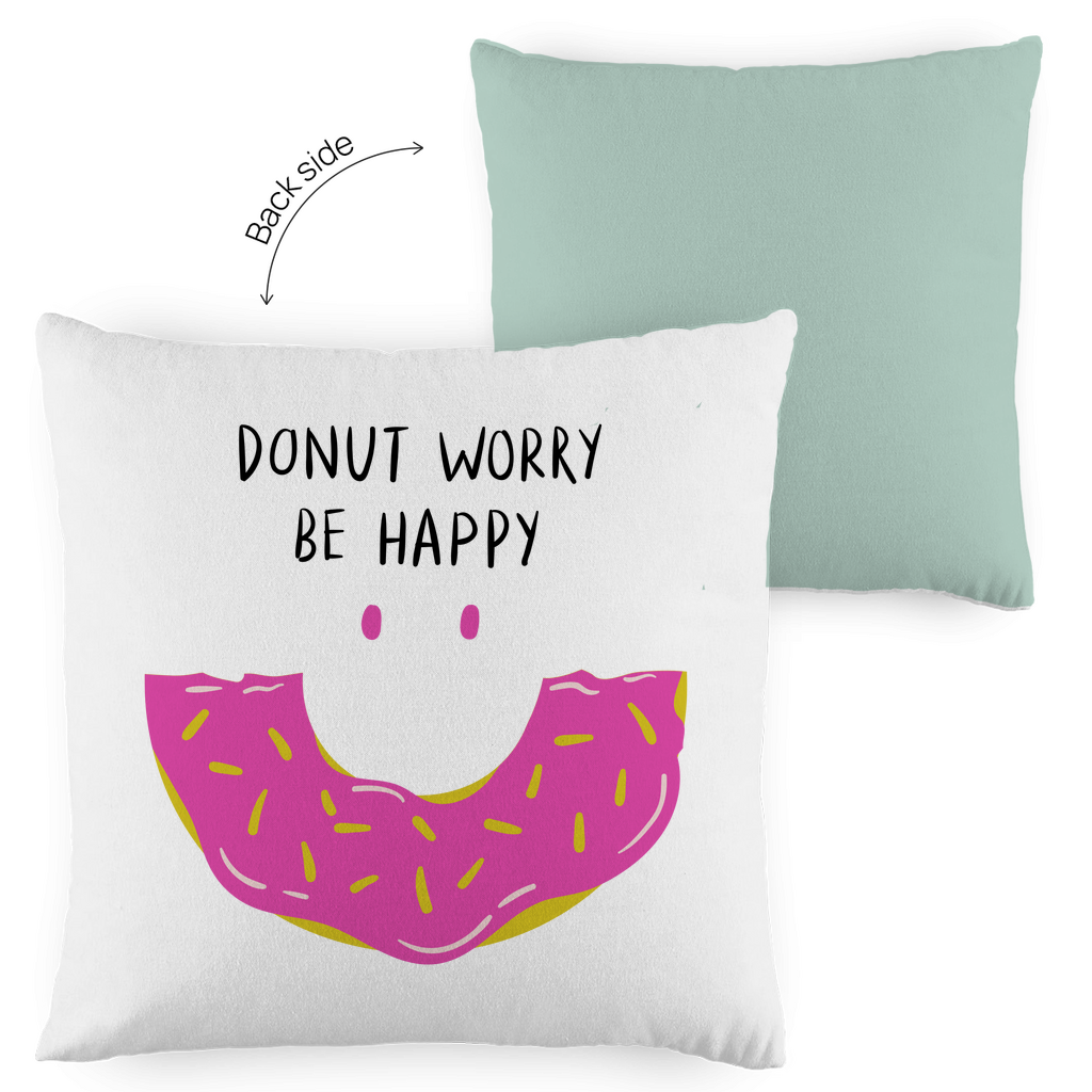 Kopfkissen zweifarbig "Donut worry be happy" - Grafikmagie