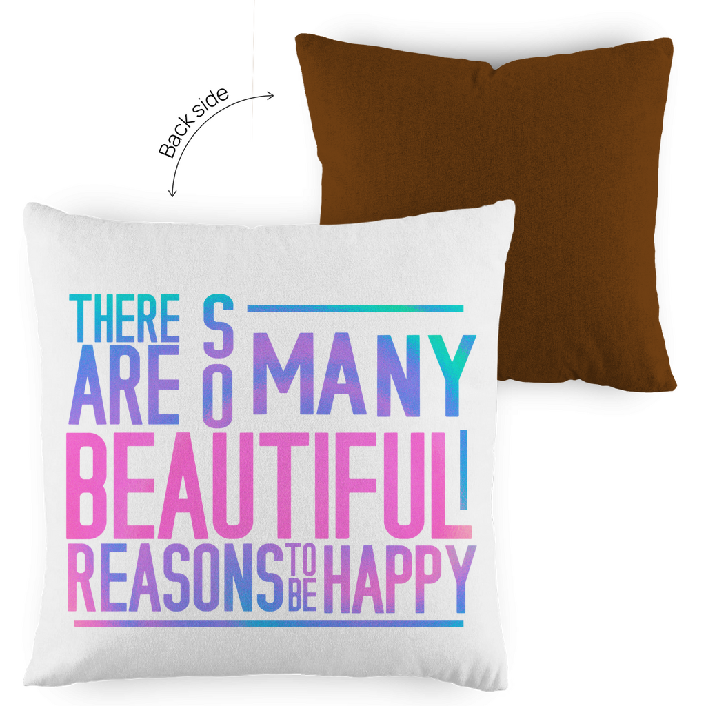 Kopfkissen zweifarbig "So many reasons to be happy" - Grafikmagie