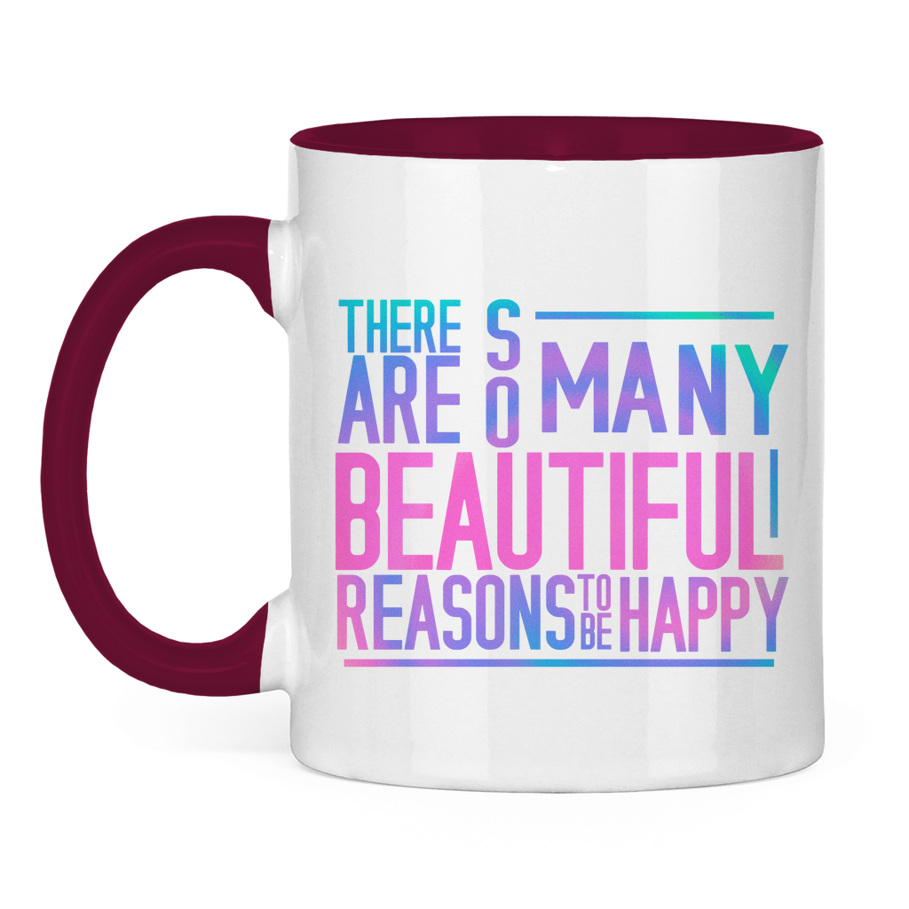 Tasse zweifarbig "So many reasons to be happy" - Grafikmagie