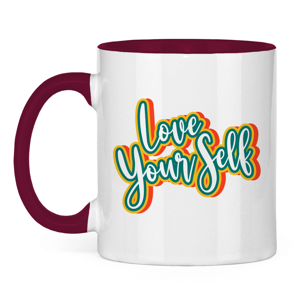 Tasse zweifarbig "Love yourself" - Grafikmagie
