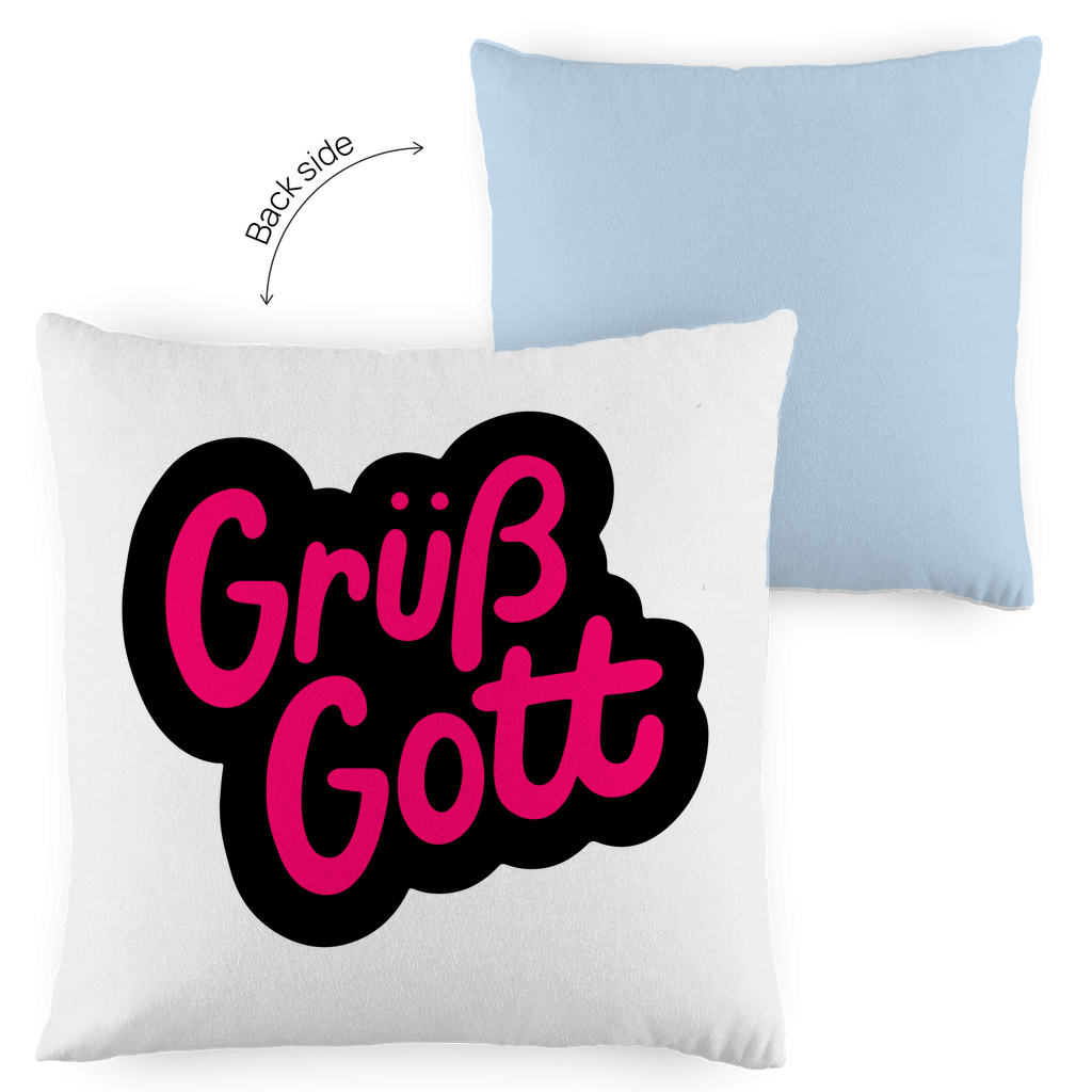 Kopfkissen zweifarbig "Grüß Gott" - Grafikmagie