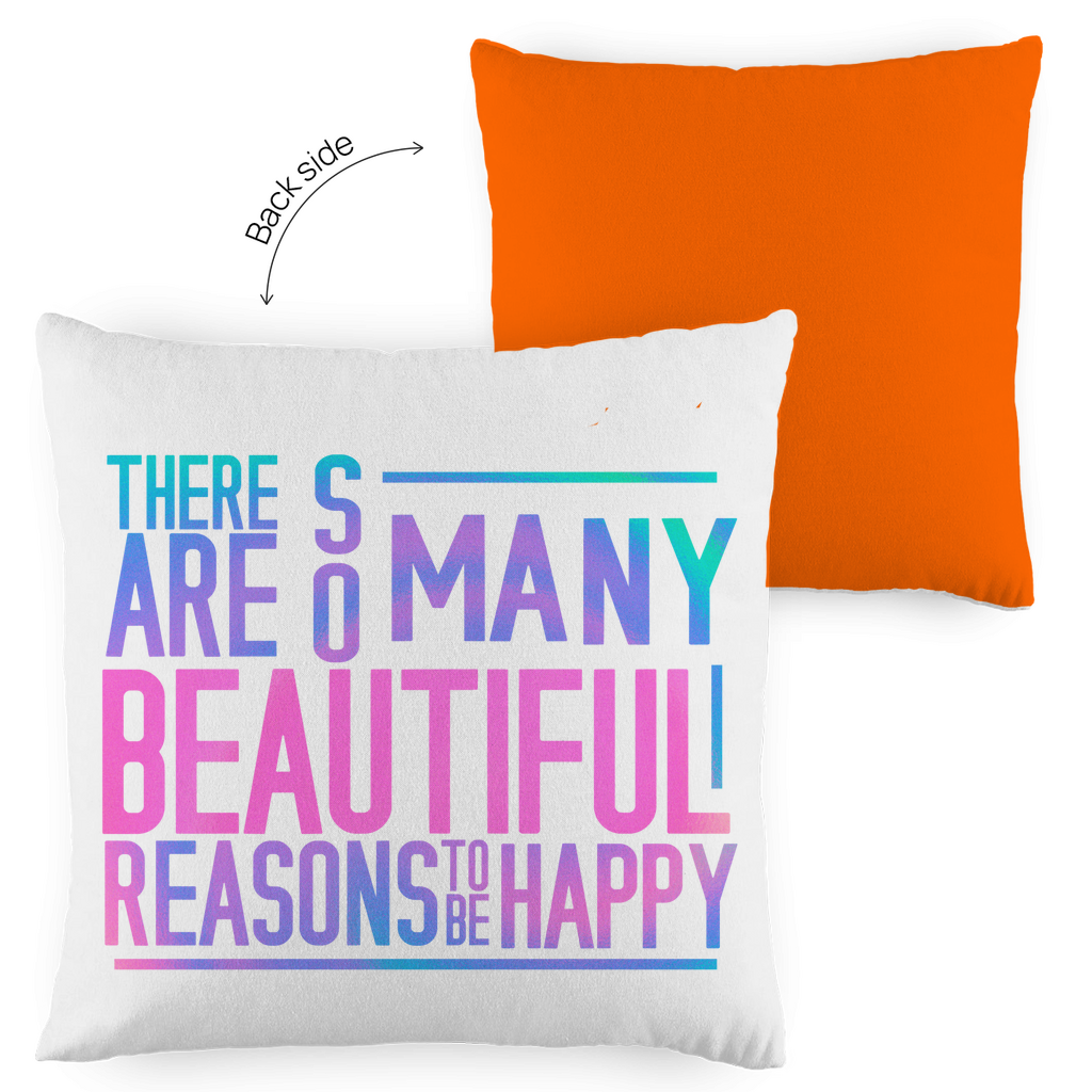 Kopfkissen zweifarbig "So many reasons to be happy" - Grafikmagie