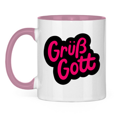Tasse zweifarbig "Grüß Gott" - Grafikmagie