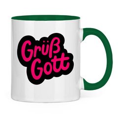 Tasse zweifarbig "Grüß Gott" - Grafikmagie