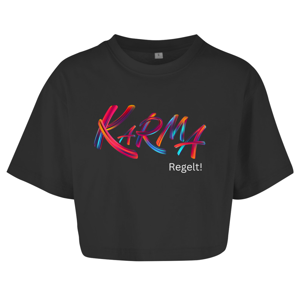 Damen Oversize Crop Top  "Karma Regelt"