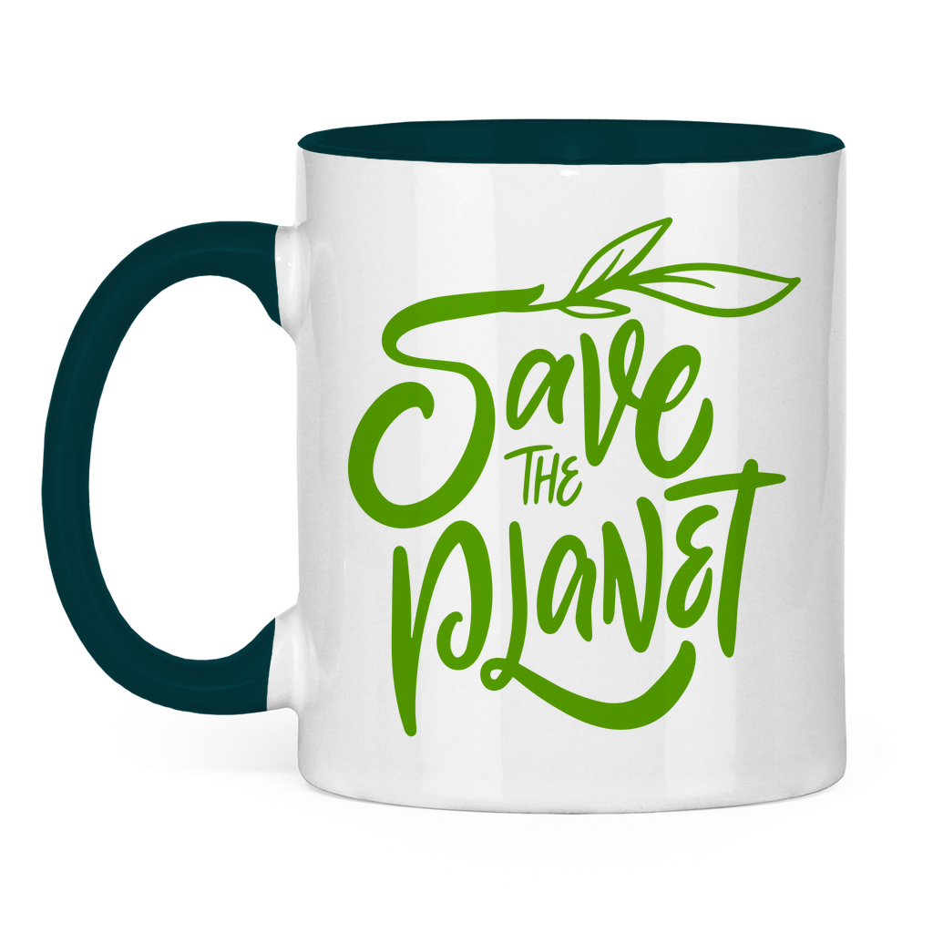 Tasse zweifarbig "Save the Planet" - Grafikmagie