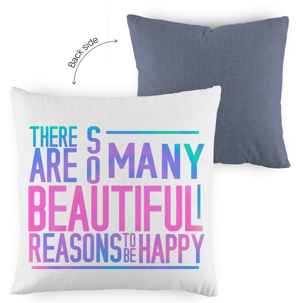 Kopfkissen zweifarbig "So many reasons to be happy" - Grafikmagie