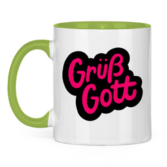 Tasse zweifarbig "Grüß Gott" - Grafikmagie