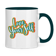 Tasse zweifarbig "Love yourself" - Grafikmagie