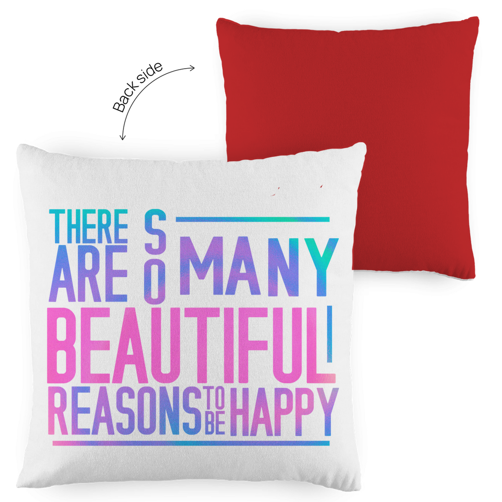 Kopfkissen zweifarbig "So many reasons to be happy" - Grafikmagie