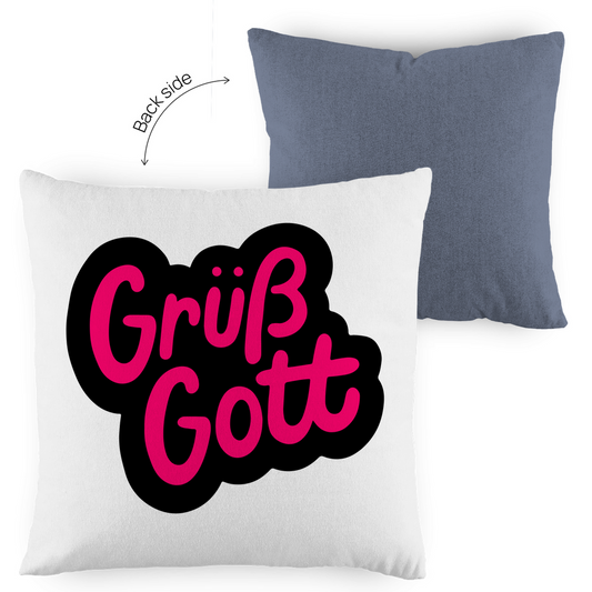 Kopfkissen zweifarbig "Grüß Gott" - Grafikmagie