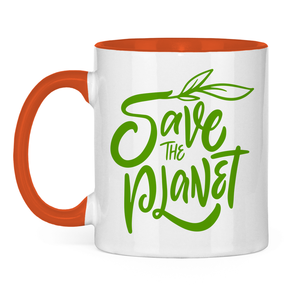 Tasse zweifarbig "Save the Planet" - Grafikmagie
