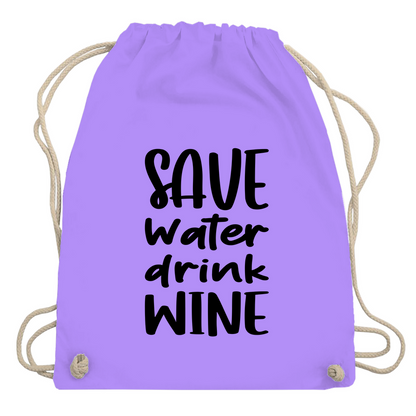 Turnbeutel "Save water drink wine"
