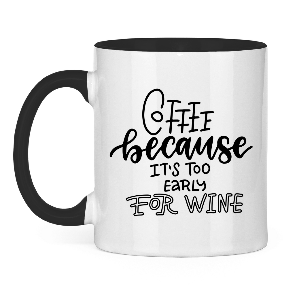 Tasse zweifarbig "Coffee because" - Grafikmagie