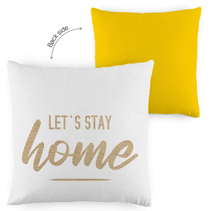 Kopfkissen zweifarbig "Let's stay home" - Grafikmagie