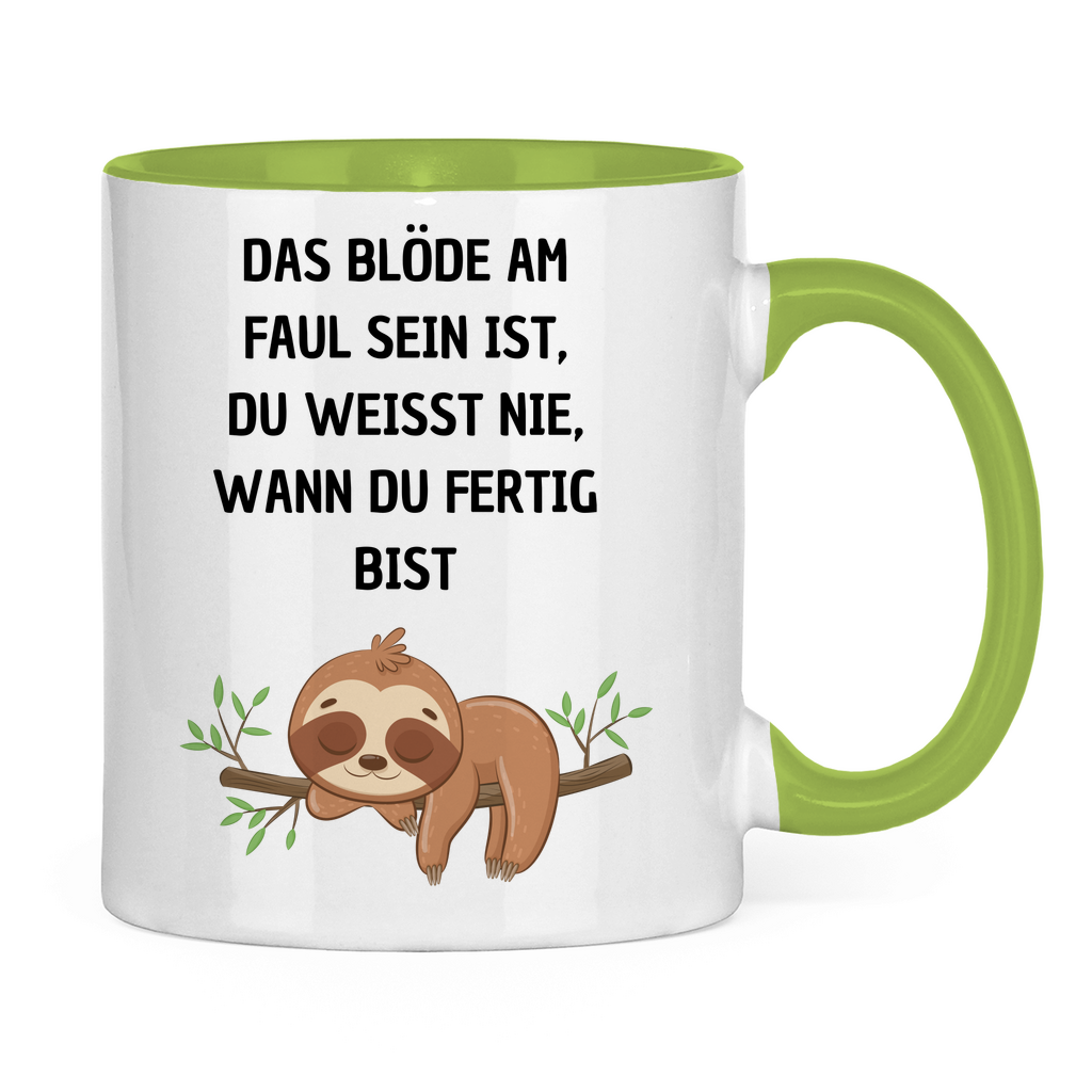 Tasse zweifarbig "Das blöde am Faul sein.." - Grafikmagie