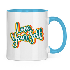 Tasse zweifarbig "Love yourself" - Grafikmagie