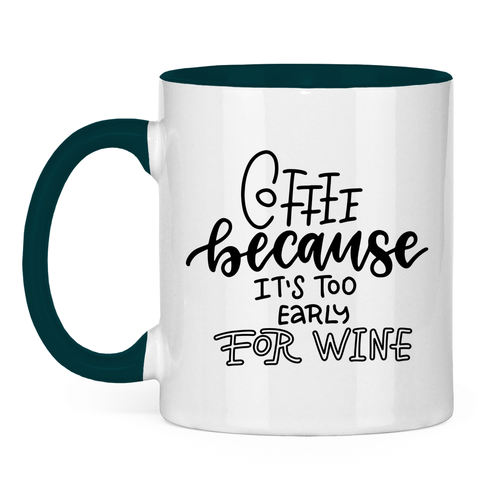 Tasse zweifarbig "Coffee because" - Grafikmagie