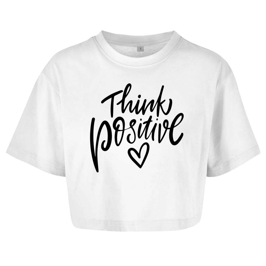 Damen Oversize Crop Top  "Think Positive"