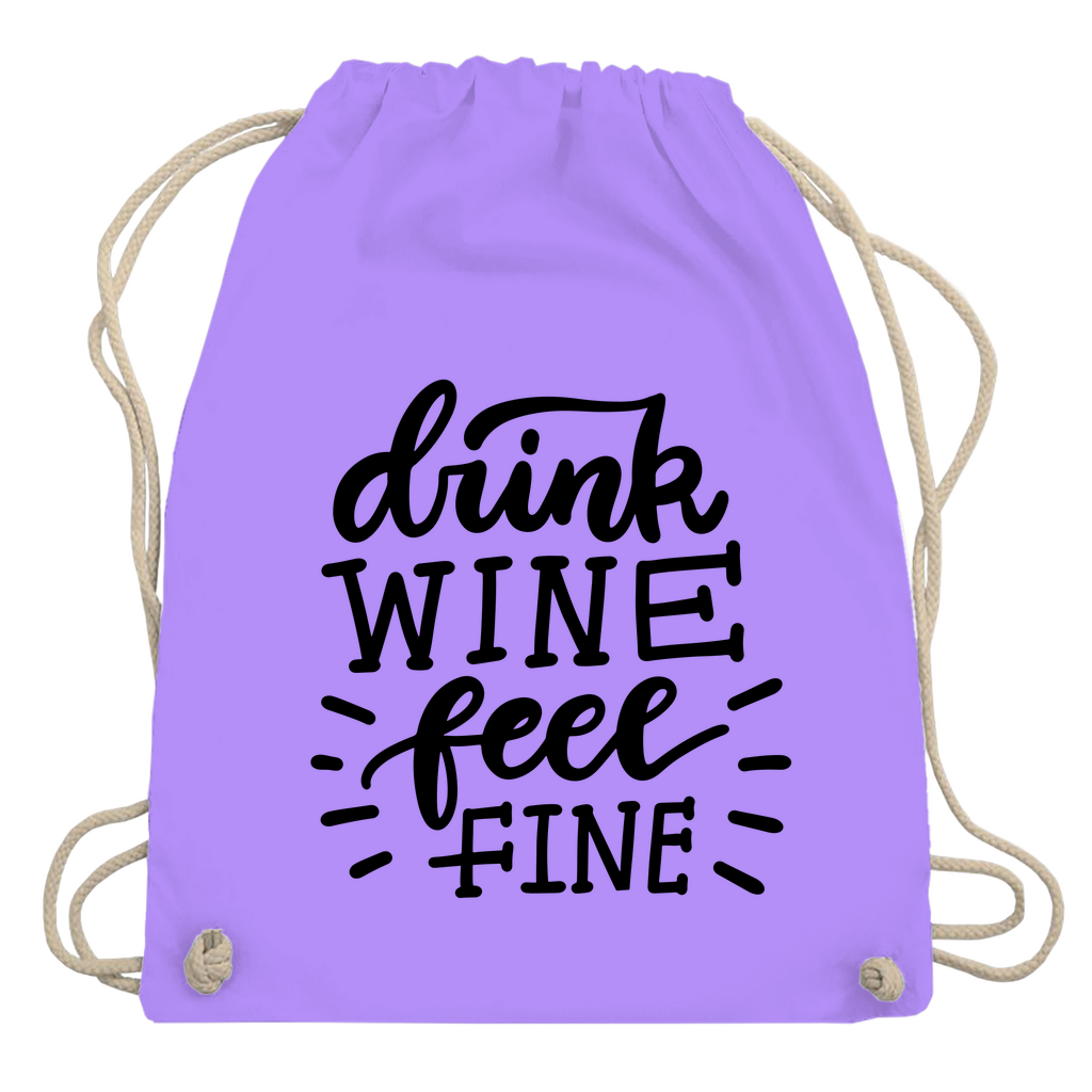 Turnbeutel "Drink wine feel fine"