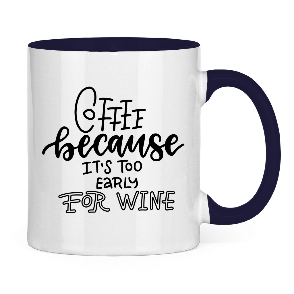 Tasse zweifarbig "Coffee because" - Grafikmagie