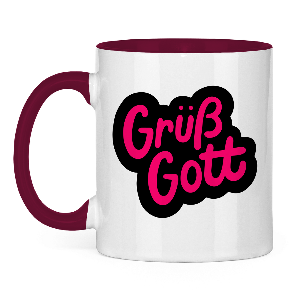 Tasse zweifarbig "Grüß Gott" - Grafikmagie