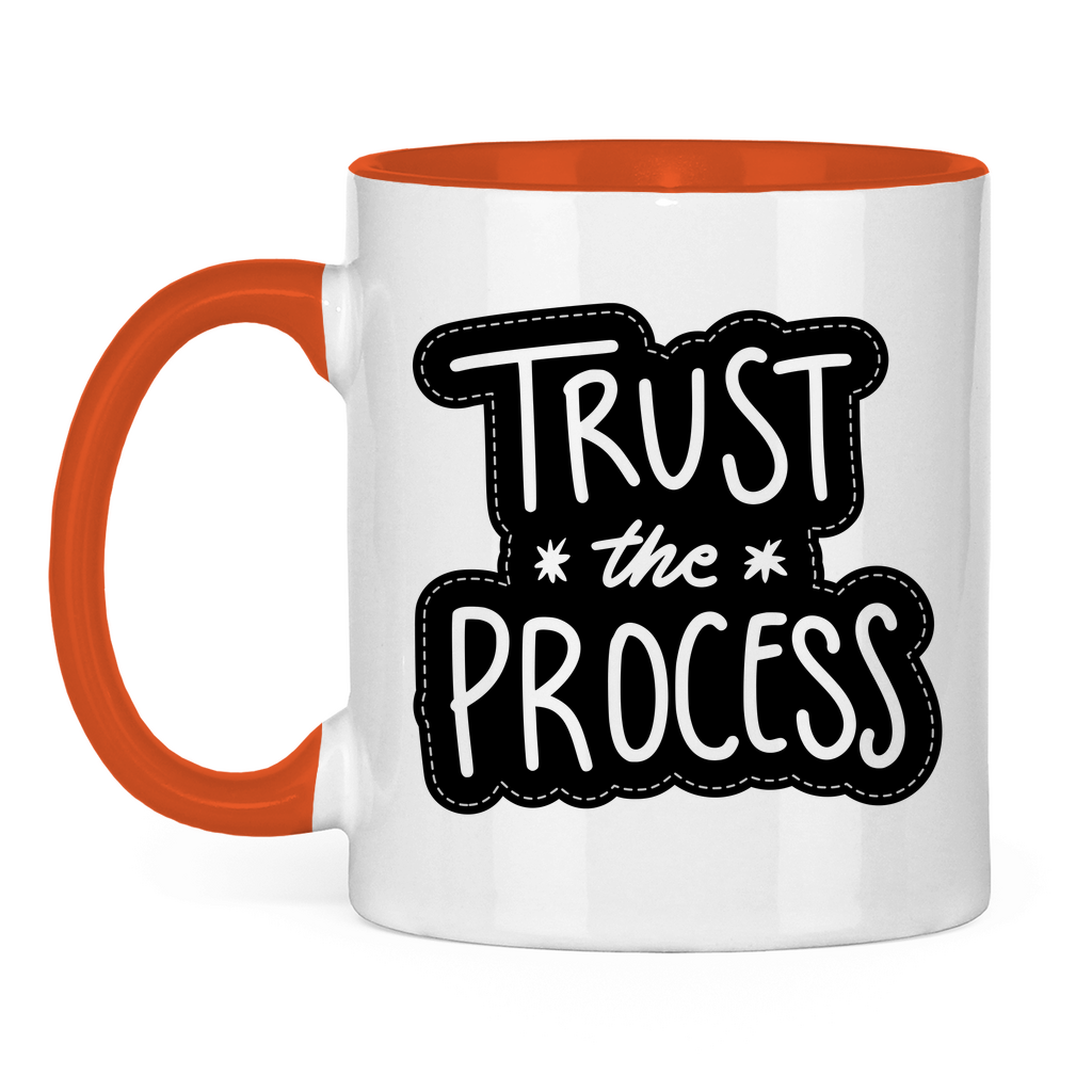 Tasse zweifarbig "Trust the precess" - Grafikmagie