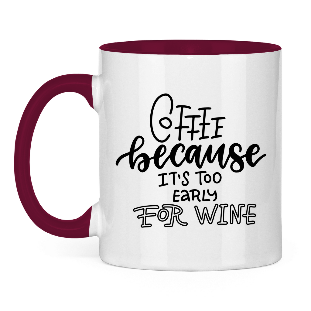 Tasse zweifarbig "Coffee because" - Grafikmagie