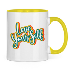 Tasse zweifarbig "Love yourself" - Grafikmagie