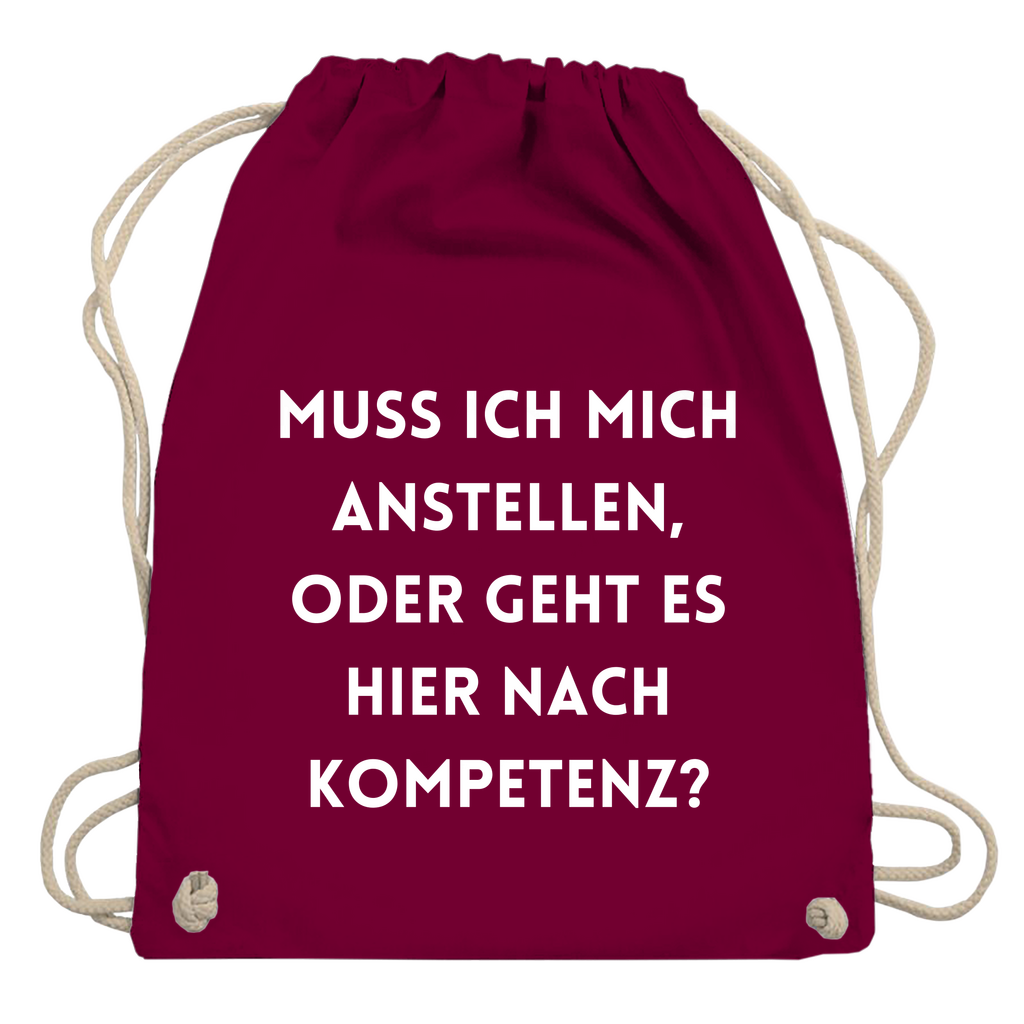 Turnbeutel "Muss ich mich anstellen"
