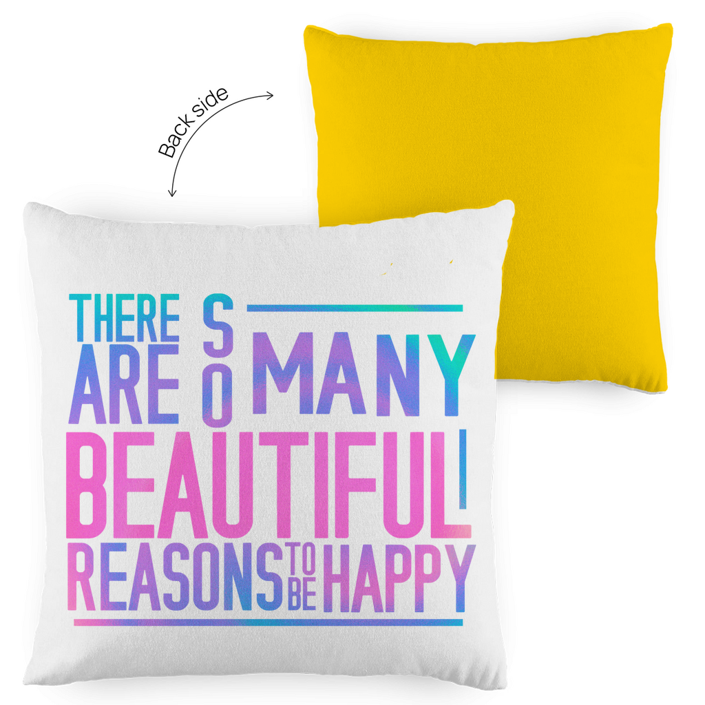 Kopfkissen zweifarbig "So many reasons to be happy" - Grafikmagie