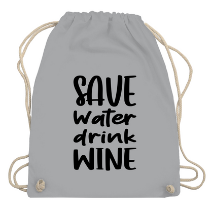 Turnbeutel "Save water drink wine"