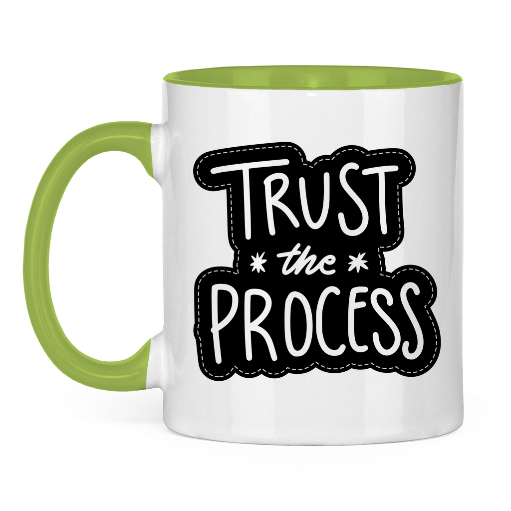 Tasse zweifarbig "Trust the precess" - Grafikmagie