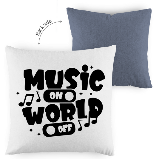 Kopfkissen zweifarbig "Music on World Off" - Grafikmagie