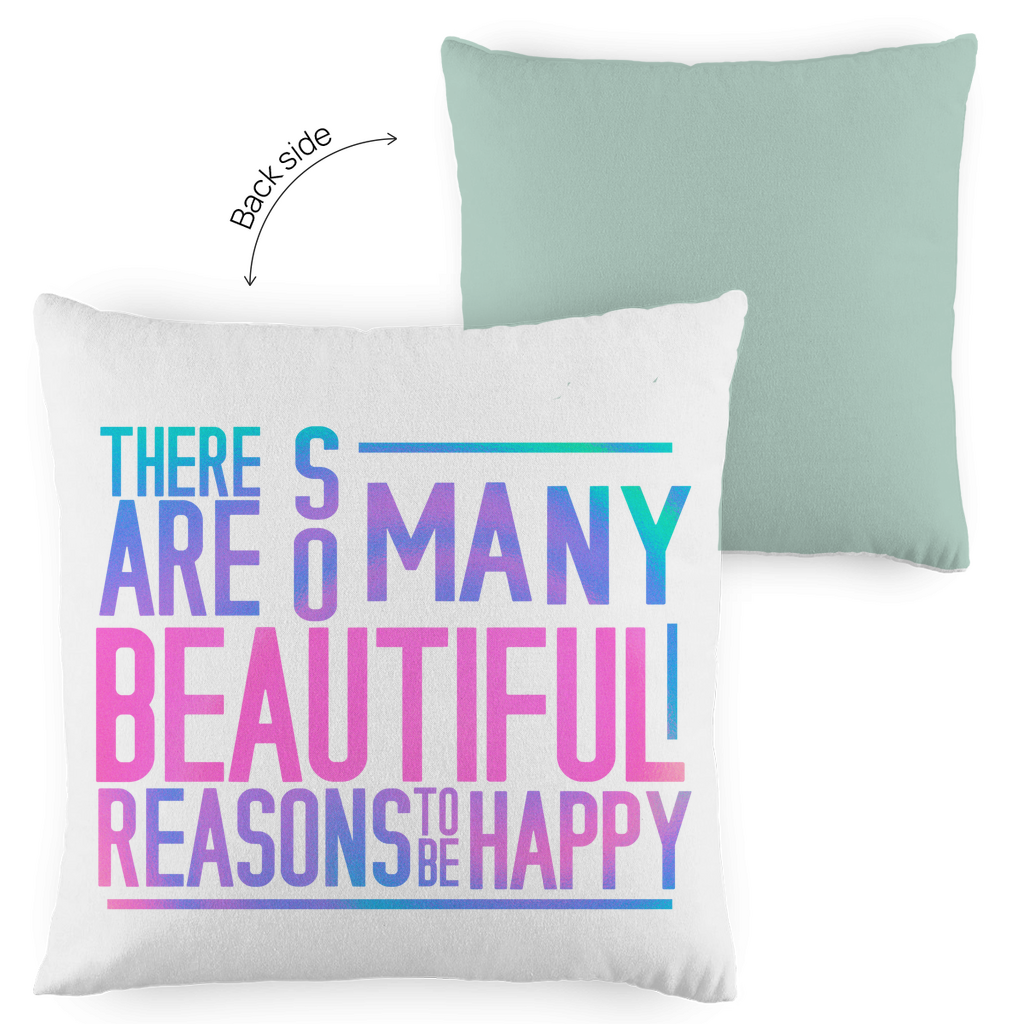 Kopfkissen zweifarbig "So many reasons to be happy" - Grafikmagie