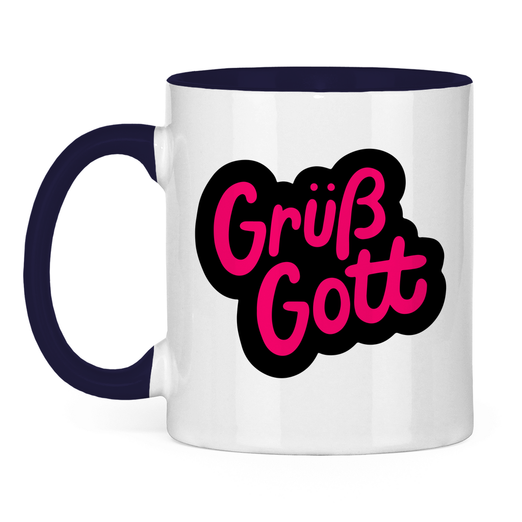 Tasse zweifarbig "Grüß Gott" - Grafikmagie
